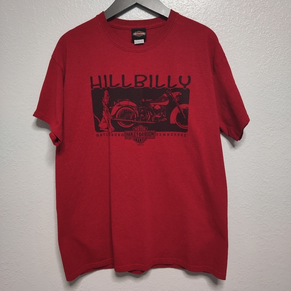 Hillbilly Harley Davidson Men's Large T Shirt Brick Red - Picture 1 of 6